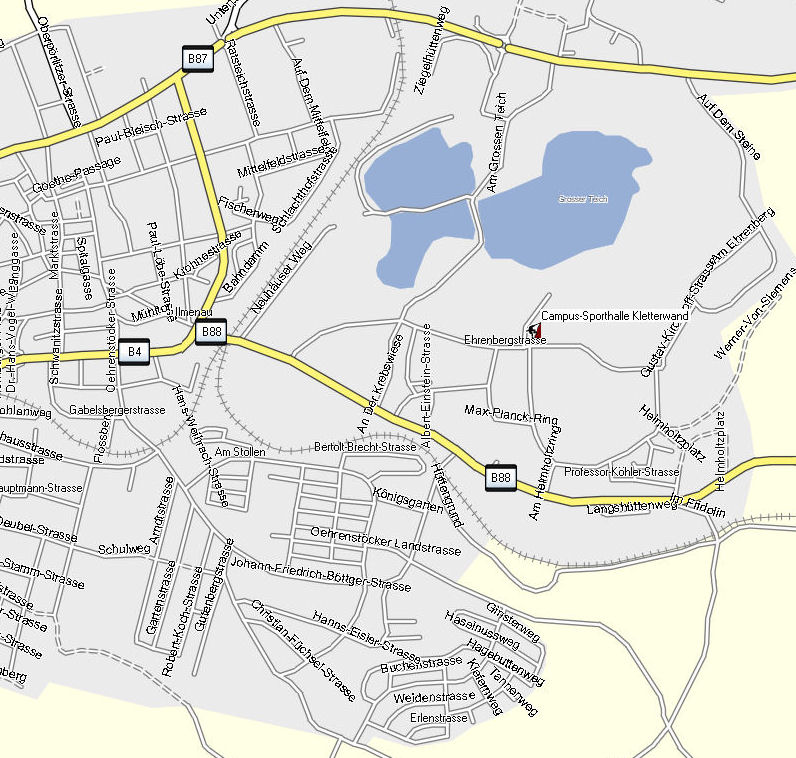 Stadtplan Ilmenau mit Kletterwand
